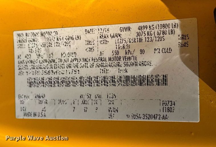 image for item EJ4775 2017 Ford F350 Super Duty utility bed pickup truck