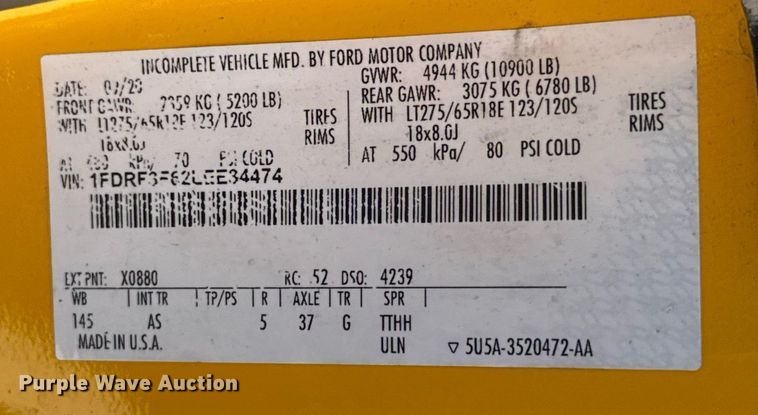 image for item EJ4784 2020 Ford F350 Super Duty utility bed pickup truck