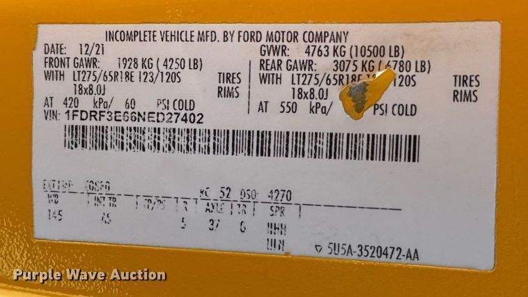 image for item EJ4789 2022 Ford F350 Super Duty utility bed pickup truck