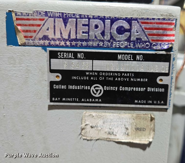 image for item EJ7585 Quincy  QSI-1000 air compressor