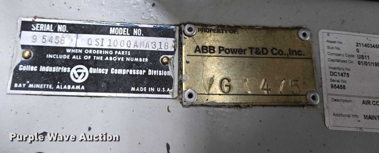 image for item EJ7585 Quincy  QSI-1000 air compressor