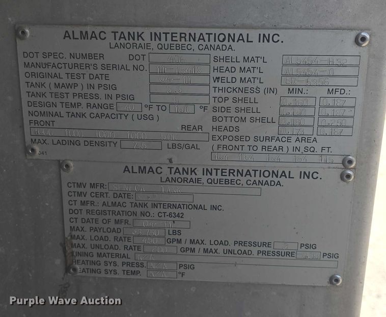 image for item EK5346 Almac Tank International Inc. fuel / lube bed 