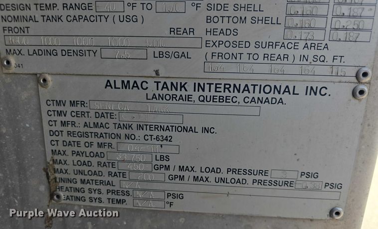 image for item EK5346 Almac Tank International Inc. fuel / lube bed 