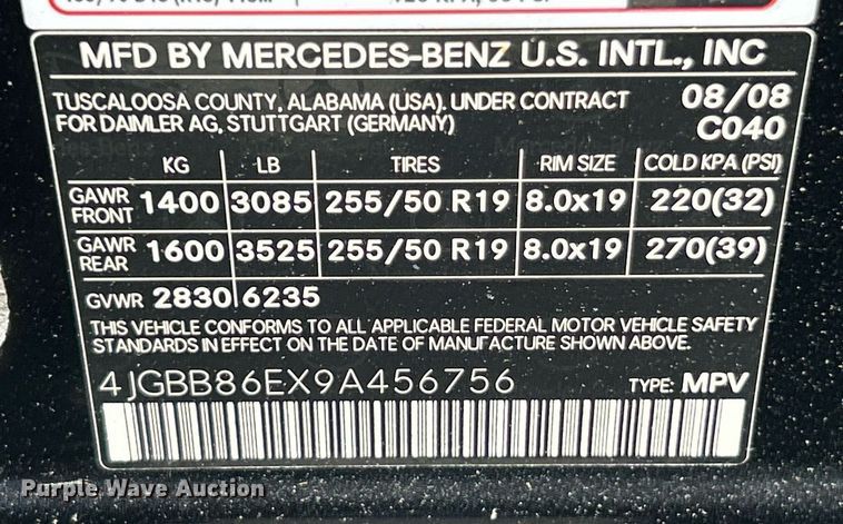 image for item EK8158 2009 Mercedes-Benz ML350 SUV