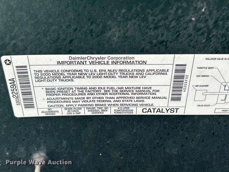 image for item EK8193 2000 Jeep Wrangler Sahara SUV