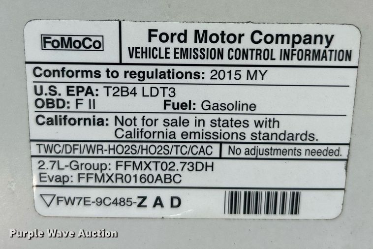 image for item EK8207 2015 Ford F150 XL SuperCab pickup truck