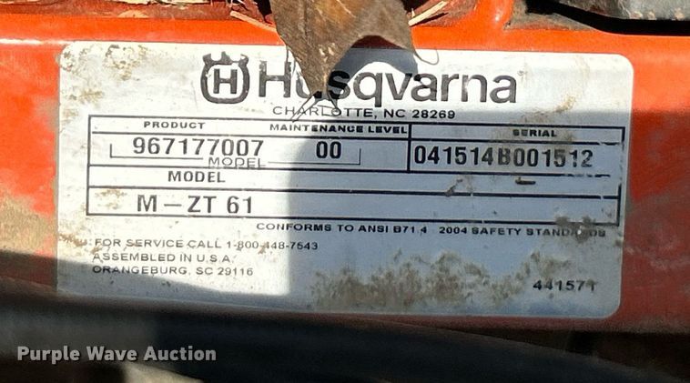 image for item EK8217 Husqvarna M-ZT 61 ZTR lawn mower