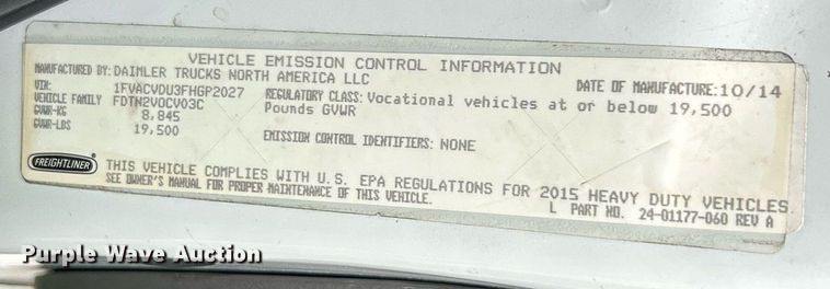 image for item EK8244 2015 Freightliner M2 shuttle bus