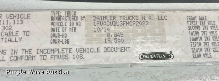 image for item EK8244 2015 Freightliner M2 shuttle bus