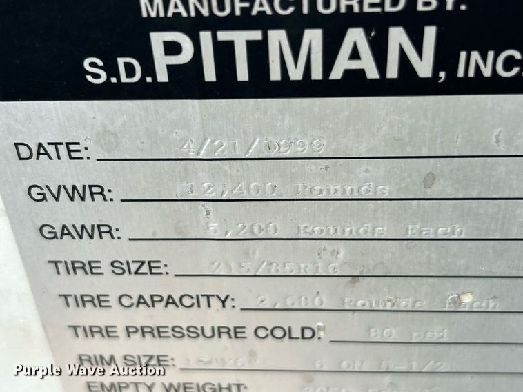 image for item EK8245 1999 S.D Pitman equipment trailer