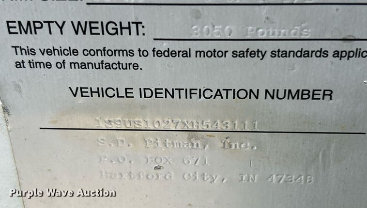 image for item EK8245 1999 S.D Pitman equipment trailer