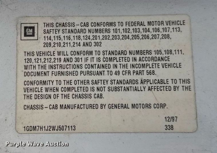 image for item EM2046 1998 GMC C7500 utility / service truck