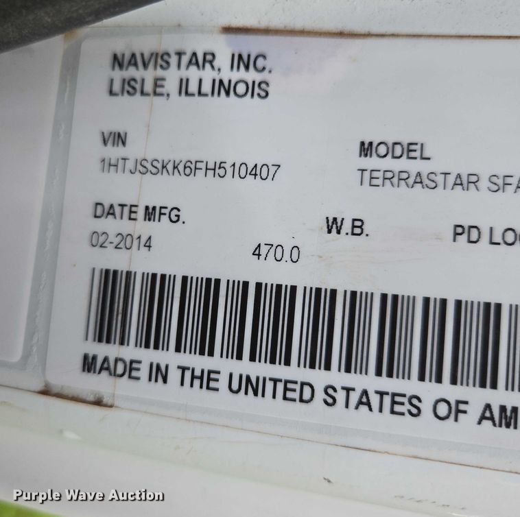 image for item EN3783 2015 International Terrastar Ext. Cab flatbed truck