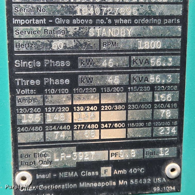 image for item EN8103 Onan 45 generator