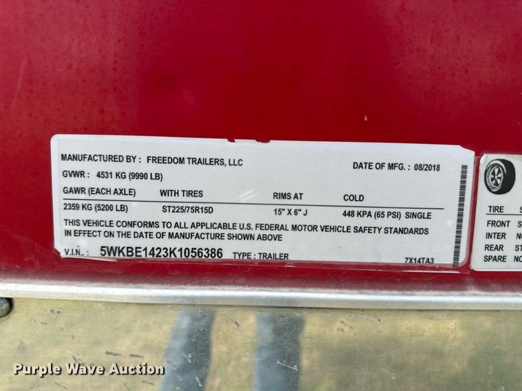 image for item EQ4662 2019 Freedom Trailers concession trailer