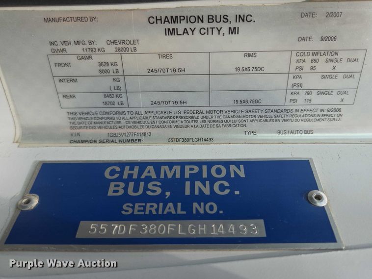 image for item ER5268 2007 Chevrolet C5V042 shuttle bus