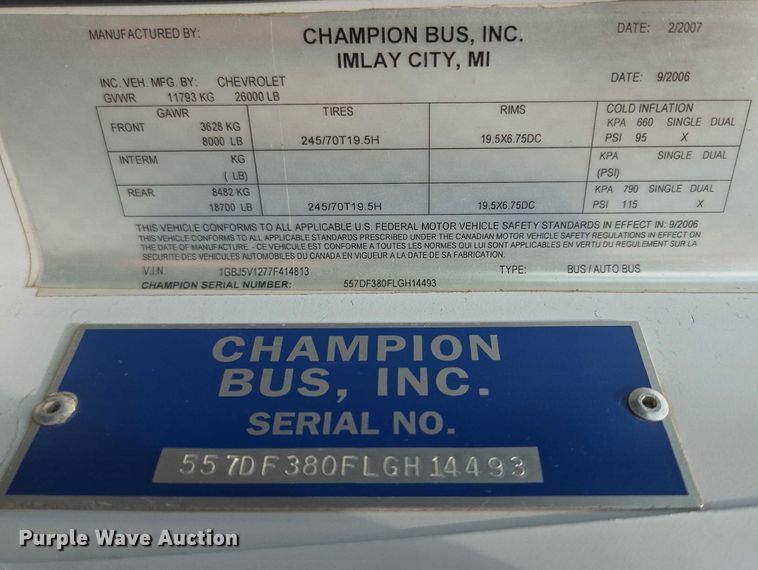 image for item ER5268 2007 Chevrolet C5V042 shuttle bus