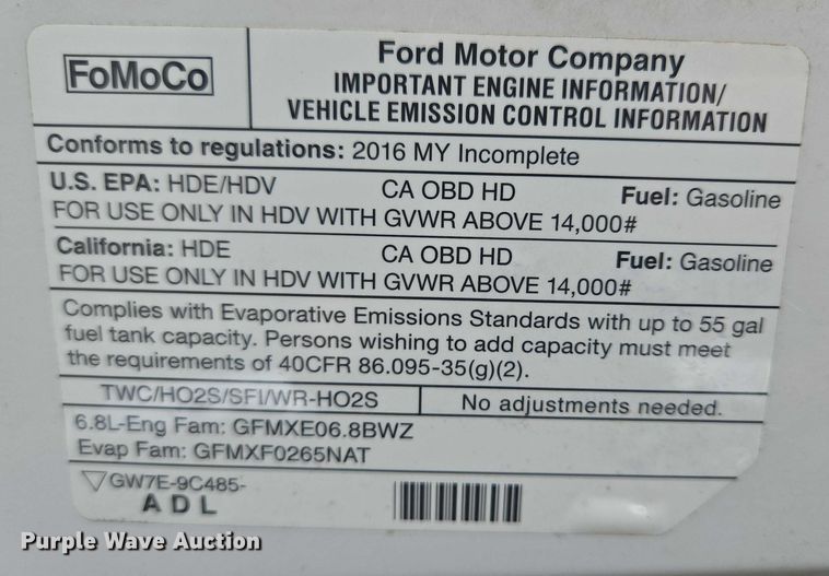 image for item ER5271 2016 Ford E450 shuttle bus