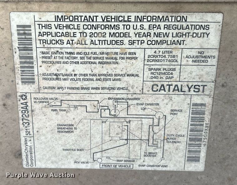 image for item EX9812 2002 Dodge Ram 1500 Quad Cab pickup truck