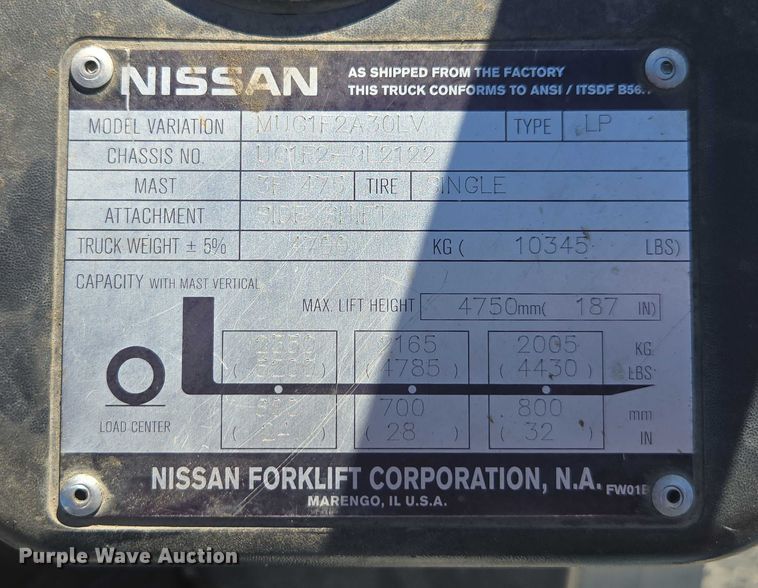 image for item FB9390 Nissan PF60 forklift