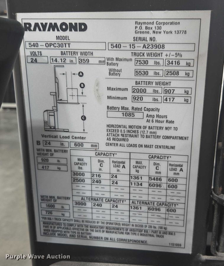 image for item FB9394 2015 Raymond 5400 order picker