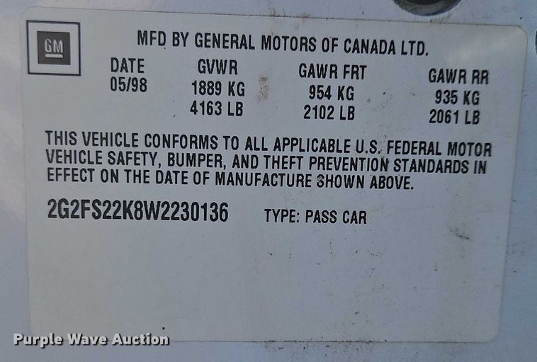 image for item OJ9914 1998 Pontiac Firebird 