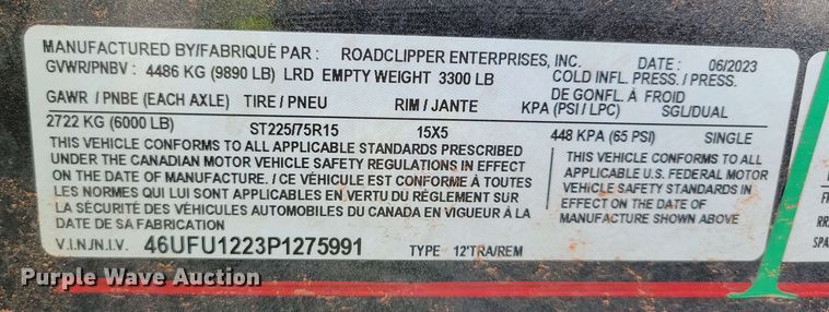 image for item YA0632 2023 RoadClipper Enterprises Diamond C dump trailer