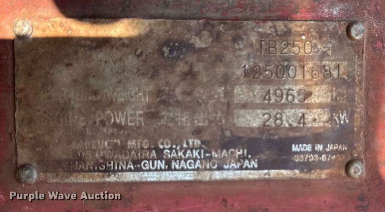 image for item DI9051 2012 Takeuchi TB250  mini excavator