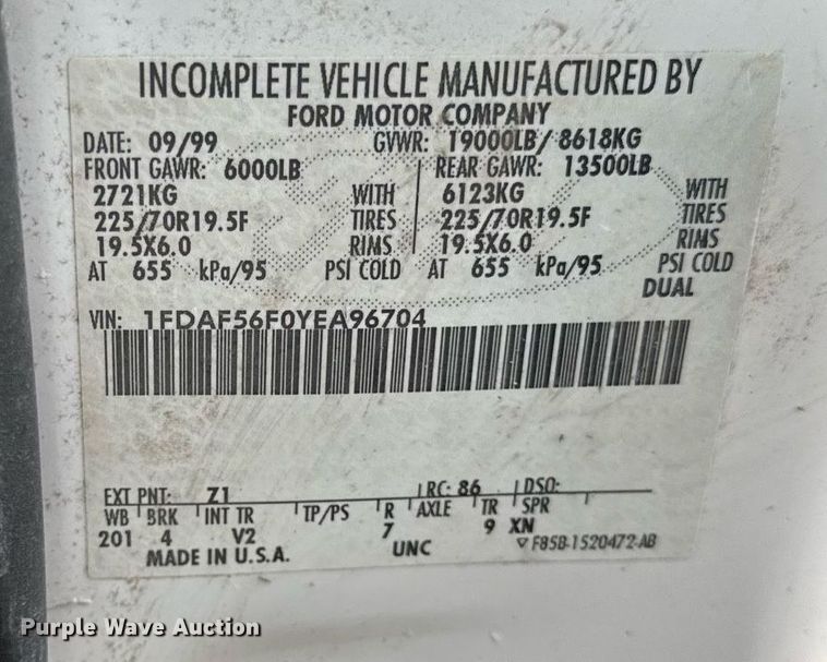 image for item DI9078 2000 Ford F550 Super Duty sewer inspection