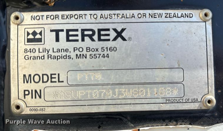 image for item DM1916 2013 Terex PT70 tracked skid steer loader