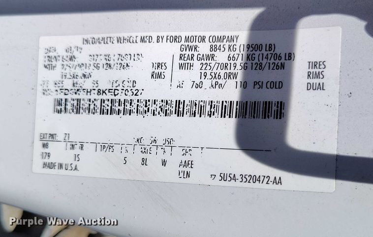 image for item DP5018 2019 Ford F550 bucket truck