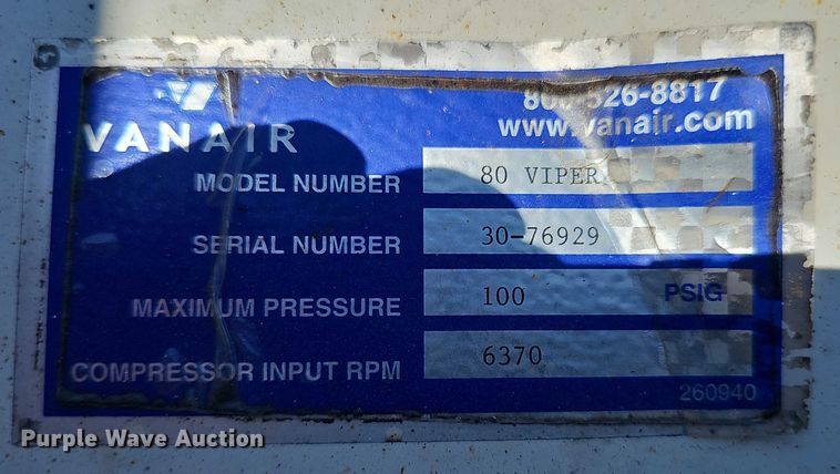 image for item DR3829 Van-Air 80 Viper air compressor