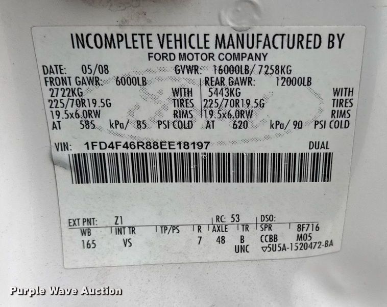 image for item DS4359 2008 Ford F450 Super Duty XL utility / service truck