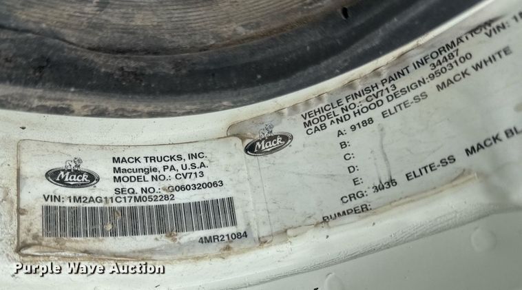 image for item DS6440 2007 Mack CV713 dump truck