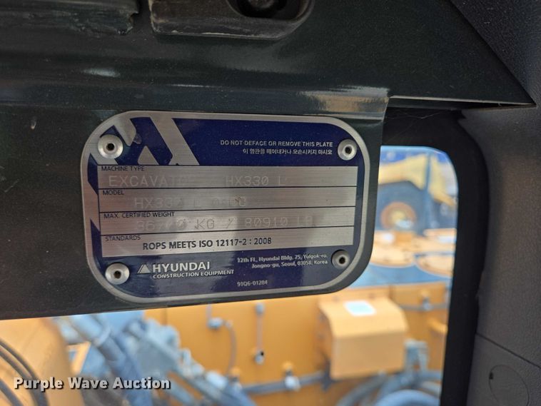 image for item DT4919 2020 Hyundai HX330L excavator
