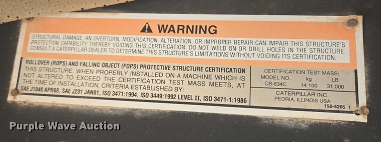 image for item DT4923 1998 Caterpillar CB-634C double drum vibratory roller