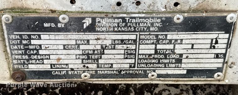 image for item DT6629 1980 Trailmobile T20I-42AG tank trailer