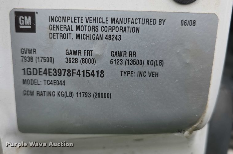 image for item DT6916 2008 GMC C4500 TopKick utility / service truck