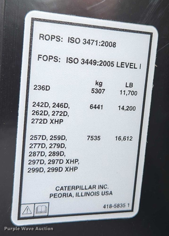 image for item DT7200 2018 Caterpillar 246D skid steer loader