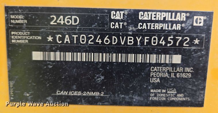 image for item DT7200 2018 Caterpillar 246D skid steer loader