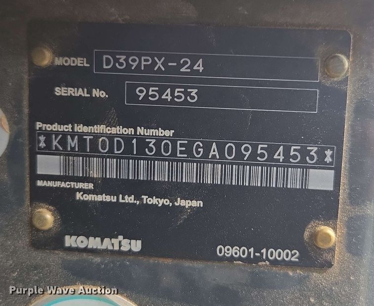 image for item DU7769 2017 Komatsu D39PX-24 dozer