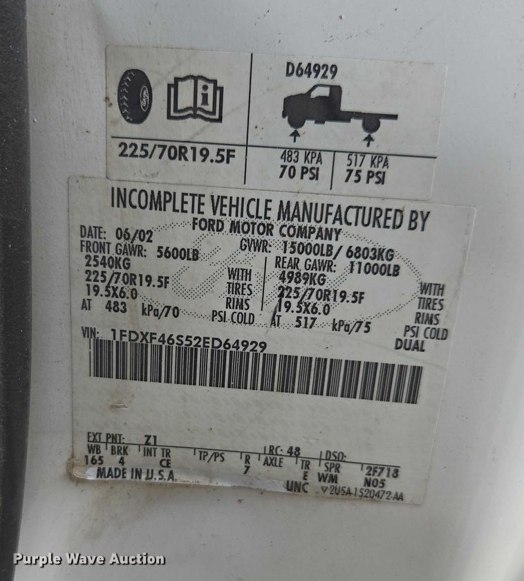 image for item DU7811 2002 Ford F450 Super Duty bucket truck