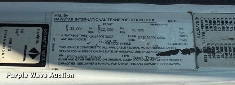 image for item DU7870 1999 International 4900 dump truck