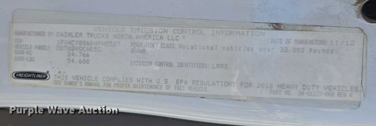 image for item DU7871 2013 Freightliner Business Class M2 digger derrick truck