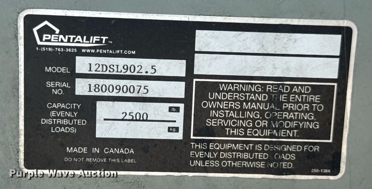 image for item DU9795 Pentalift 12DSL902.5 scissor lift