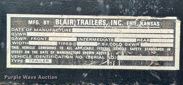 image for item DU9875 1981 Blair dump trailer