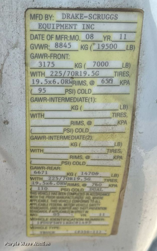 image for item DV1961 2011 Ford F550 Super Duty XL utility / service truck