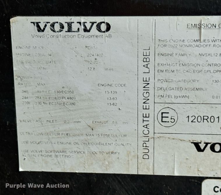 image for item DV4189 2023 Volvo EC350EL excavator