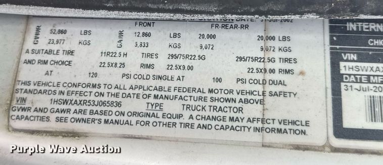 image for item DV4194 2003 International 7600 6X4 dump truck