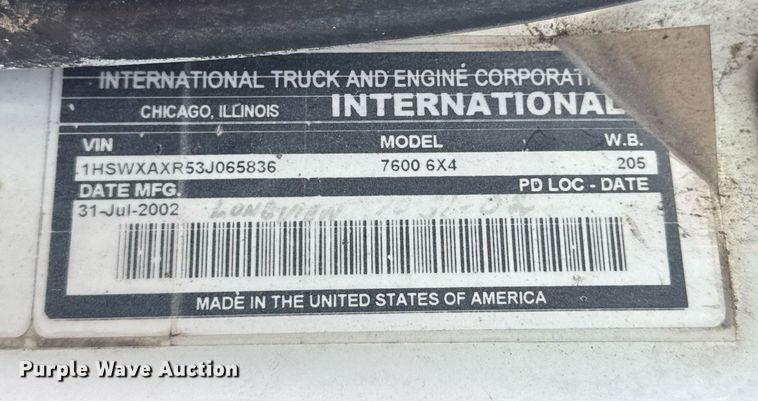 image for item DV4194 2003 International 7600 6X4 dump truck